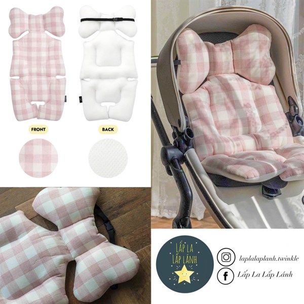 BILY Nệm lót xe đẩy Check Pink Lớn