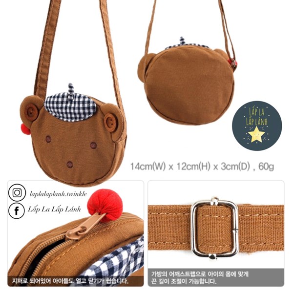 Winghouse Túi đeo chéo MA0998 mẫu Gấu Nâu