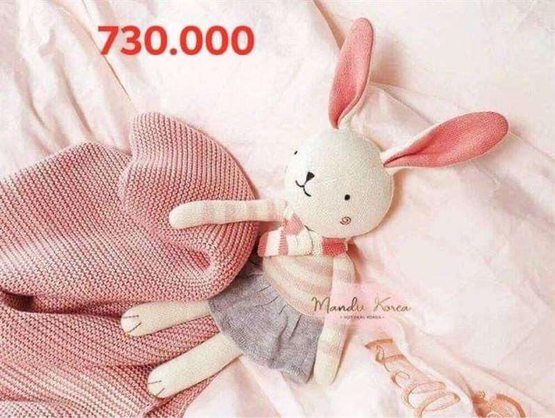 Blessnature Thú bông thỏ hồng quàng khăn