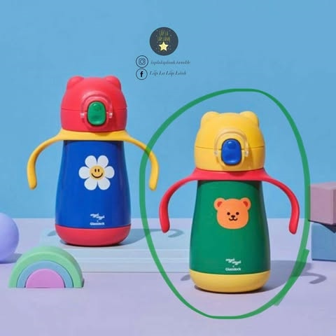 Glasslockbaby Bình giữ nhiệt tay cầm Gấu nâu