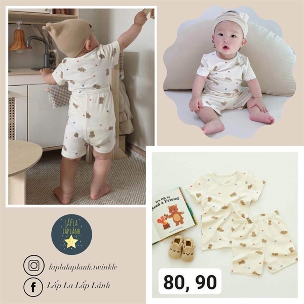 Cocohani Đồ bộ gấu nâu size 90