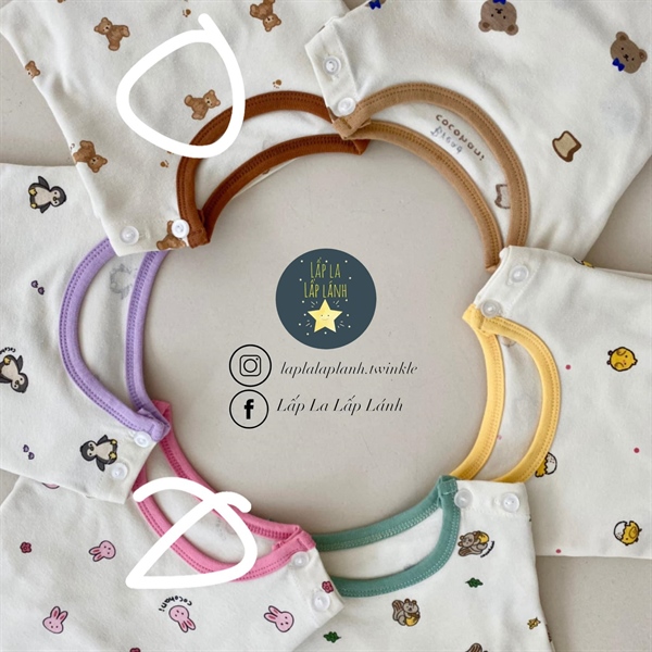 Cocohani Đồ bộ gấu viền Nâu size 110