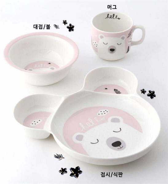 Zenhankook Set ăn 3p sứ Gấu hồng