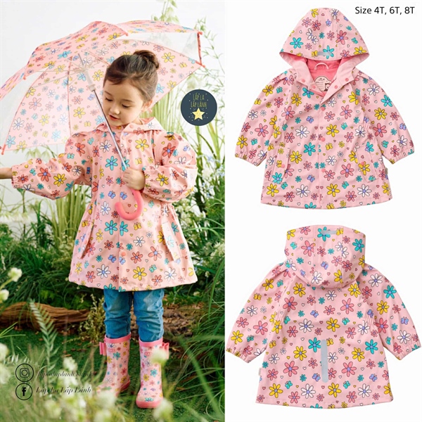Has Áo mưa Flower Pink size 8Y