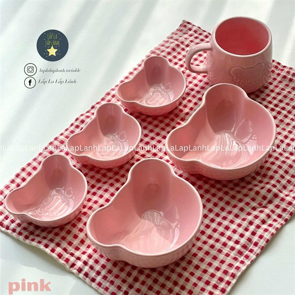 Dearminihouse Set 5 món sứ Gấu Hồng