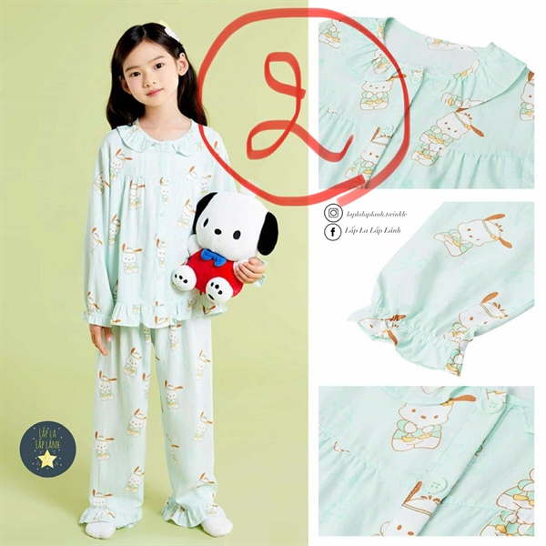 Spaokids Set pyjama Pochaco dài tay bèo size 150