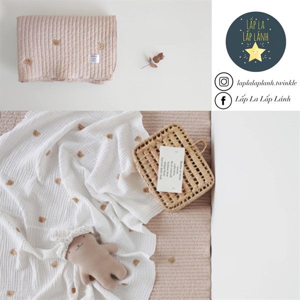 MILKHOUSE Lót nệm/ Lót cũi Gấu Beige size 60x120cm