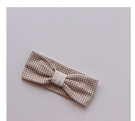 Peekaboo Turban nơ Kẻ Ô Nâu Freesize