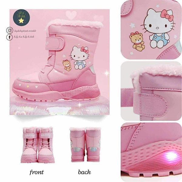 Shoelamode Boots lông Hello Kitty Heart LED