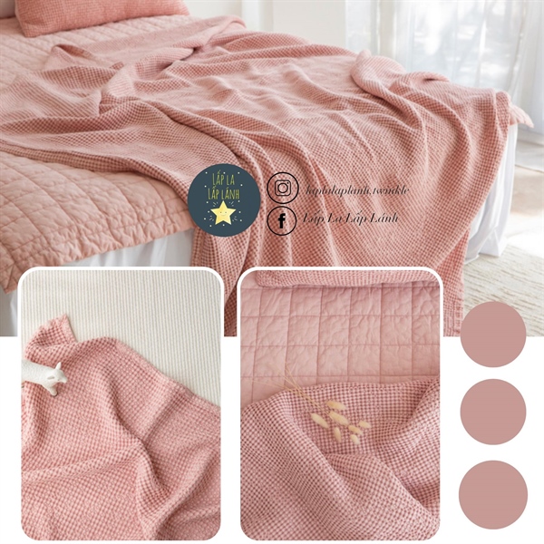 Uterus Chăn waffle hồng size 200x250cm