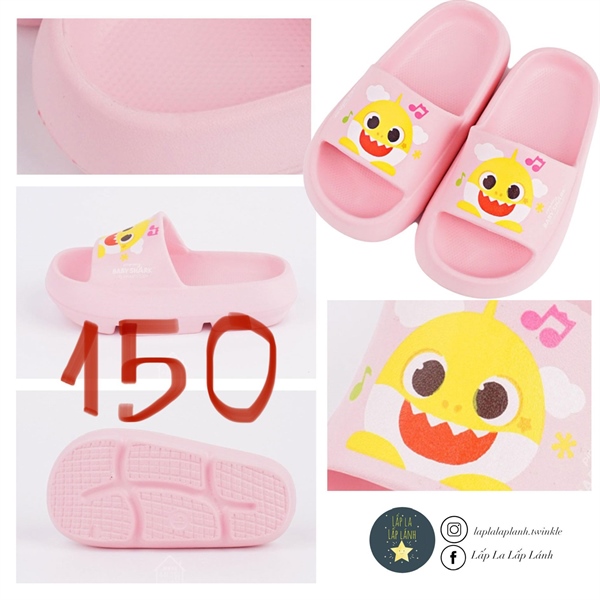 Pinkfong Dép nhựa hồng size 150