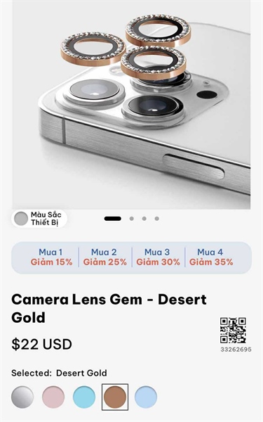 Casetify Camera Lens Gem - Desert Gold iPhone 16 Pro & 16 Pro Max