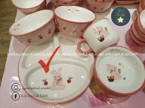 Modernhouse Khay sứ thỏ hồng shape tròn