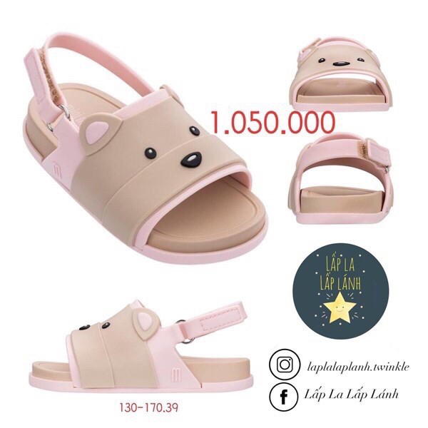 Minimelissa Sandals Gấu Nâu quai Hồng size 150