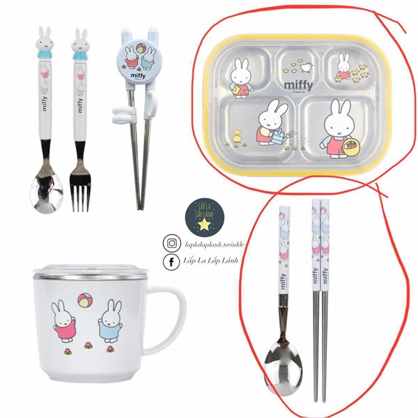 Dongyang Khay inox thỏ miffy kèm nắp
