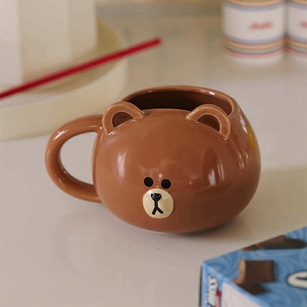 Linefriends Cốc sứ dáng tròn Gấu nâu