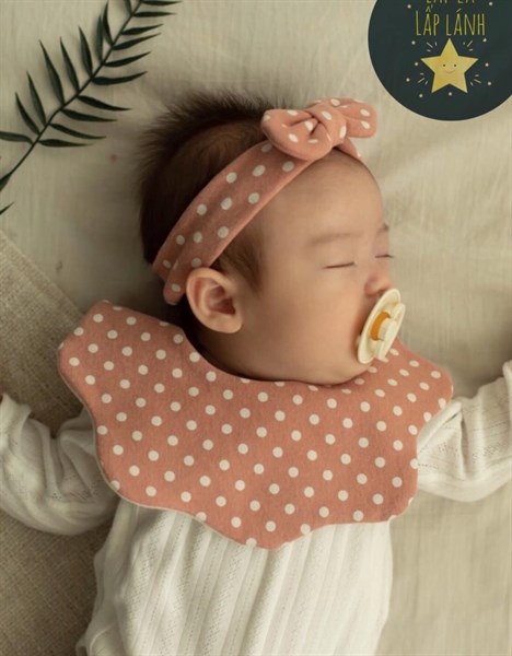 Yếm Vải Uidong Hồng Chấm bi